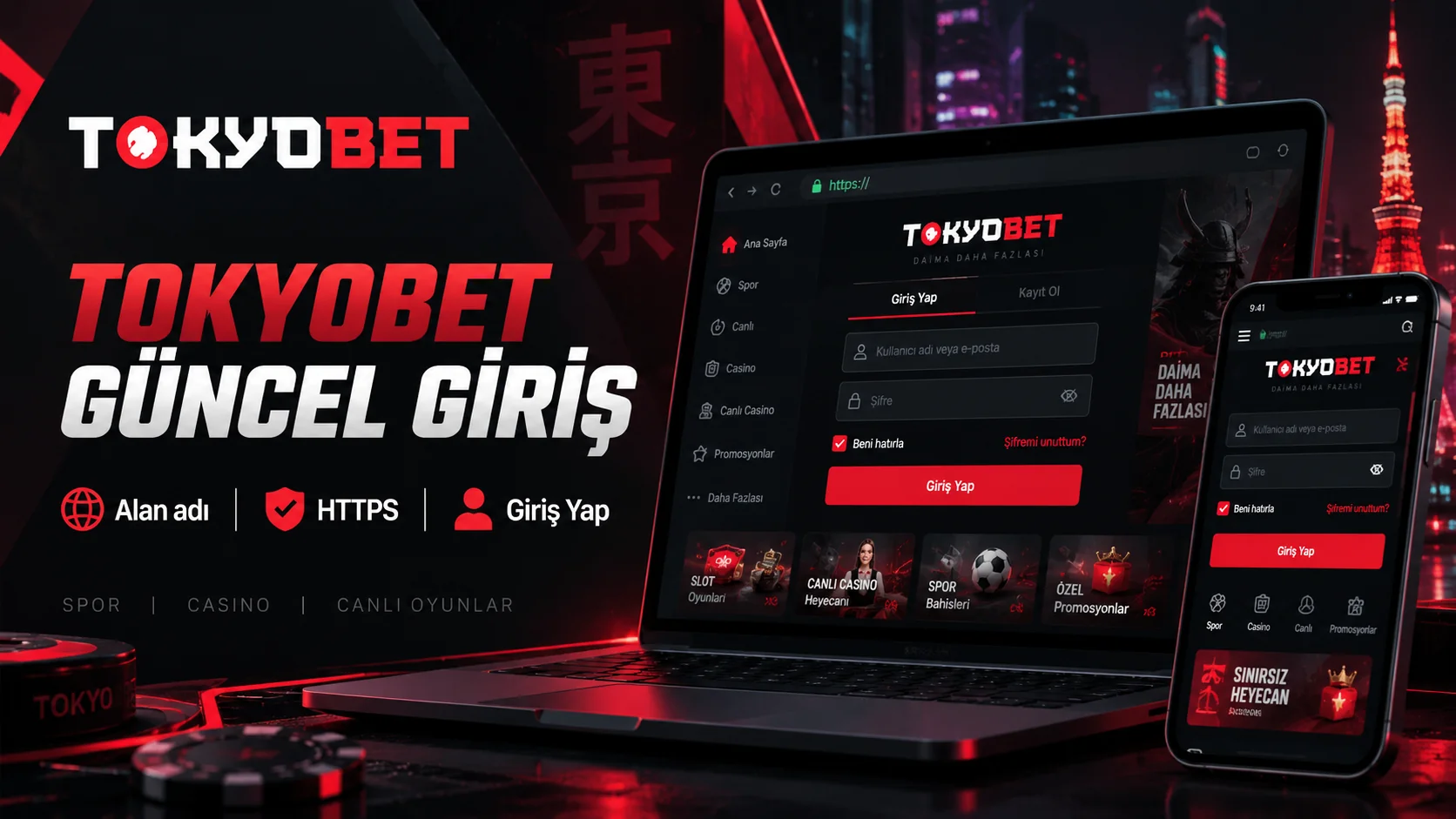 TokyoBet güncel giriş ekranı, dizüstü ve telefon